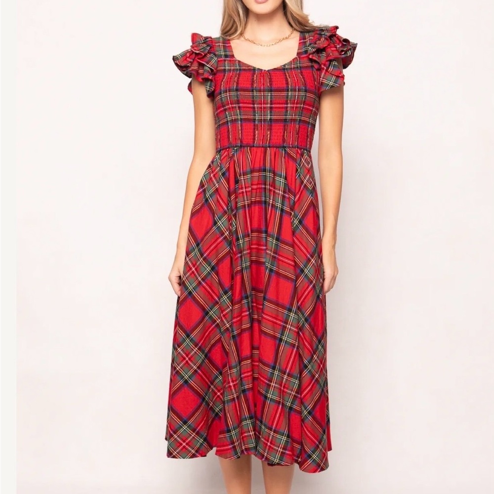 Ivy City Co Red Plaid Midi Dress